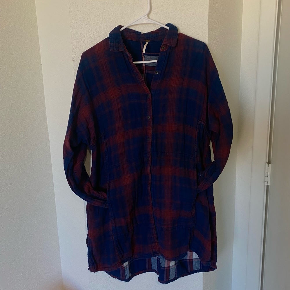 ✨✨Free people tunic plaid flannel dress✨✨
